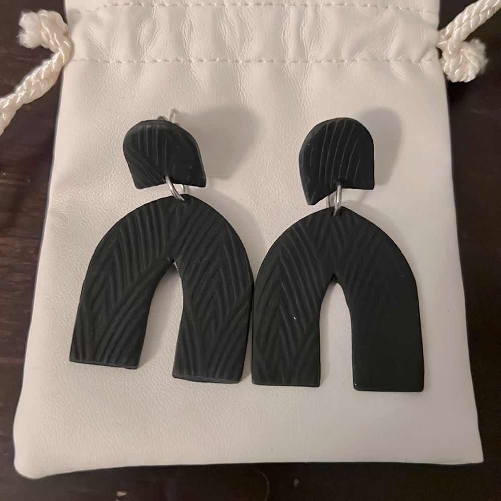 Handmade clay “cathedral” dangle earrings